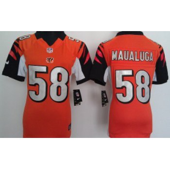 Nike Cincinnati Bengals #58 Rey Maualuga Orange Game Womens Jersey