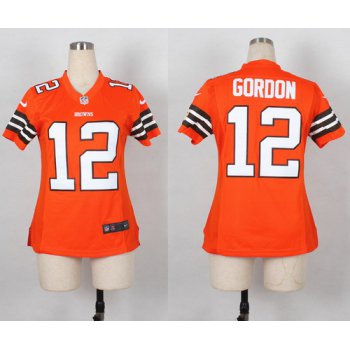 Nike Cleveland Browns #12 Josh Gordon Orange Game Womens Jersey