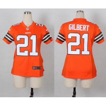 Nike Cleveland Browns #21 Justin Gilbert Orange Game Womens Jersey