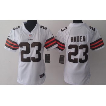 Nike Cleveland Browns #23 Joe Haden White Game Womens Jersey