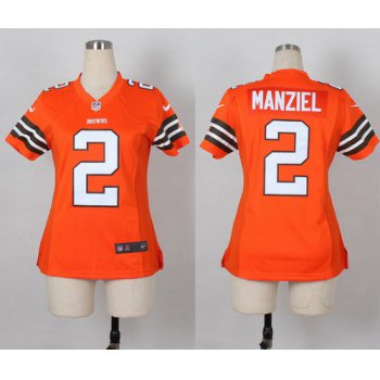 Nike Cleveland Browns #2 Johnny Manziel Orange Game Womens Jersey