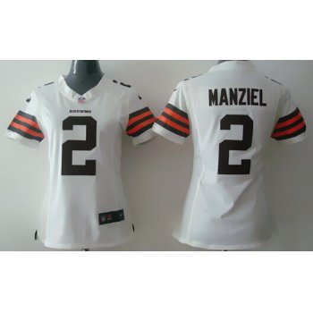 Nike Cleveland Browns #2 Johnny Manziel White Game Womens Jersey