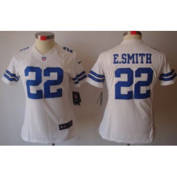 Nike Dallas Cowboys #22 Emmitt Smith White Game Womens Jersey