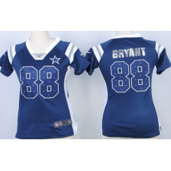 Nike Dallas Cowboys #88 Dez Bryant Drilling Sequins Blue Womens Jersey