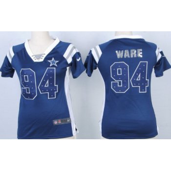 Nike Dallas Cowboys #94 DeMarcus Ware Drilling Sequins Blue Womens Jersey