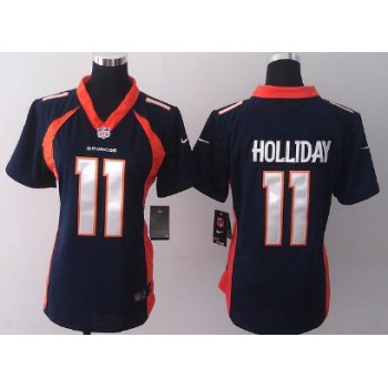 Nike Denver Broncos #11 Trindon Holliday 2013 Blue Game Womens Jersey