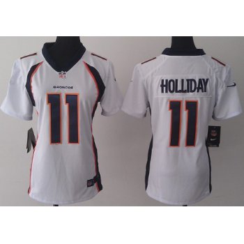 Nike Denver Broncos #11 Trindon Holliday 2013 White Game Womens Jersey