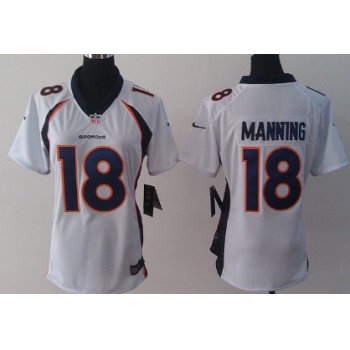 Nike Denver Broncos #18 Peyton Manning 2013 White Game Womens Jersey