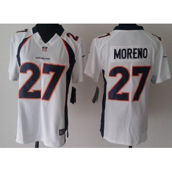 Nike Denver Broncos 27 Moreno White Game Womens Jersey