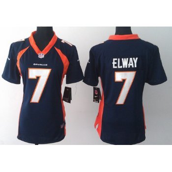 Nike Denver Broncos #7 John Elway 2013 Blue Game Womens Jersey