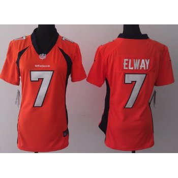 Nike Denver Broncos #7 John Elway 2013 Orange Game Womens Jersey