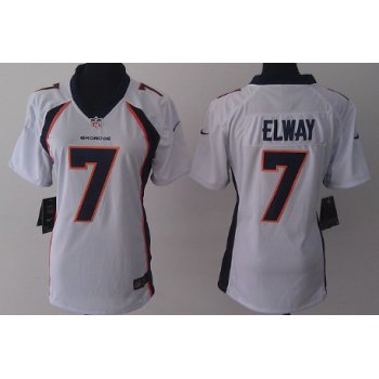 Nike Denver Broncos #7 John Elway 2013 White Game Womens Jersey