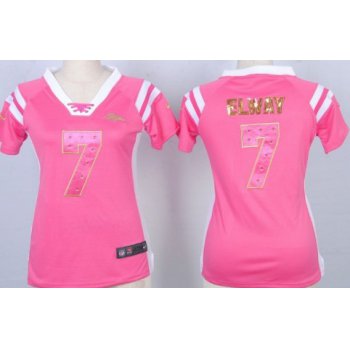 Nike Denver Broncos #7 John Elway Drilling Sequins Pink Womens Jersey