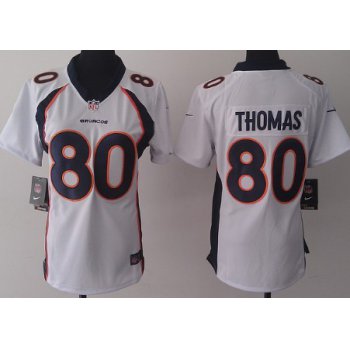 Nike Denver Broncos #80 Julius Thomas 2013 White Game Womens Jersey