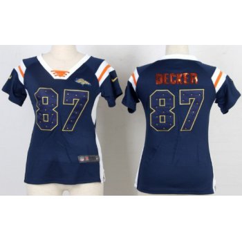 Nike Denver Broncos #87 Eric Decker Drilling Sequins Blue Womens Jersey