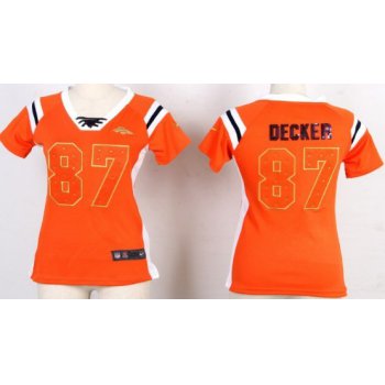 Nike Denver Broncos #87 Eric Decker Drilling Sequins Orange Womens Jersey