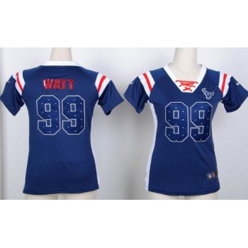 Nike Houston Texans #99 J.J. Watt Drilling Sequins Blue Womens Jersey