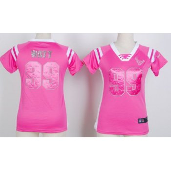 Nike Houston Texans #99 J.J. Watt Drilling Sequins Pink Womens Jersey