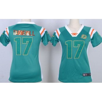 Nike Miami Dolphins #17 Ryan Tannehill Drilling Sequins Green Womens Jersey