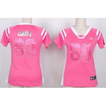 Nike New York Giants #80 Victor Cruz Drilling Sequins Pink Womens Jersey