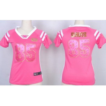 Nike San Francisco 49ers #85 Vernon Davis Drilling Sequins Pink Womens Jersey