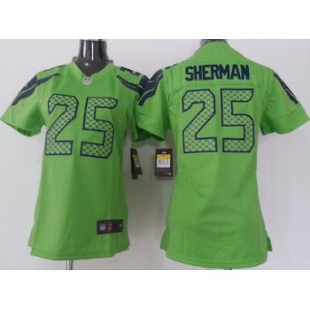 Nike Seattle Seahawks #25 Richard Sherman Green Game Womens Jersey