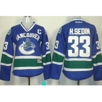 Vancouver Canucks #33 Henrik Sedin Blue Womens Jersey