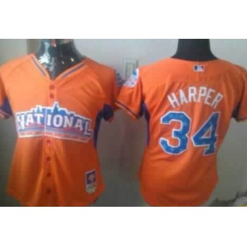 Washington Nationals #34 Bryce Harper 2013 All-Star Orange Womens Jersey