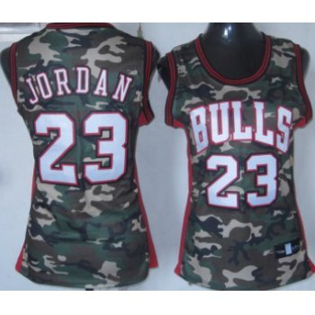 Chicago Bulls #23 Michael Jordan Camo Fashion Womens Jersey