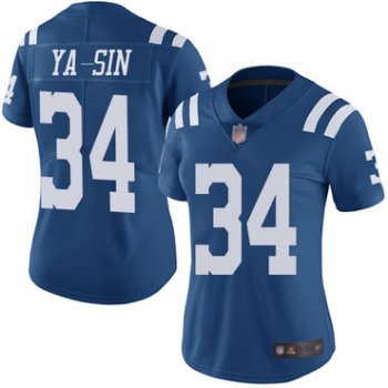 Colts #34 Rock Ya-Sin Royal Blue Women's Stitched Football Limited Rush Jersey