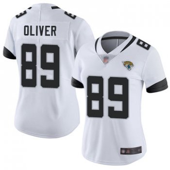 Jaguars #89 Josh Oliver White Women's Stitched Football Vapor Untouchable Limited Jersey