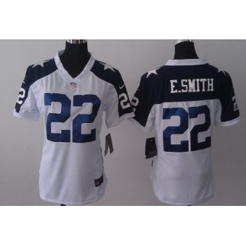 Nike Dallas Cowboys #22 Emmitt Smith White Thanksgiving Game Womens Jersey