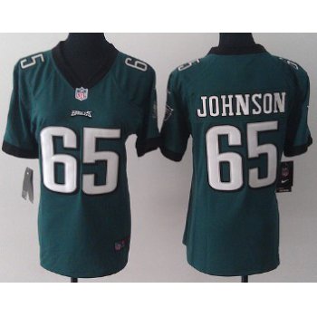 Nike Philadelphia Eagles #65 Lane Johnson Dark Green Game Womens Jersey