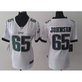 Nike Philadelphia Eagles #65 Lane Johnson White Game Womens Jersey