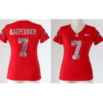 Nike San Francisco 49ers #7 Colin Kaepernick Handwork Sequin Lettering Fashion Red Womens Jersey