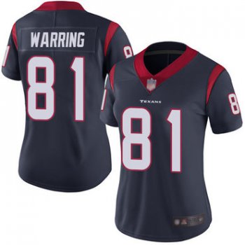 Texans #81 Kahale Warring Navy Blue Team Color Women's Stitched Football Vapor Untouchable Limited Jersey