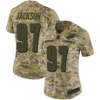 Eagles #97 Malik Jackson Camo Women's Stitched Football Limited 2018 Salute to Service Jersey