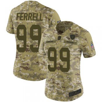 Raiders #99 Clelin Ferrell Camo Women's Stitched Football Limited 2018 Salute to Service Jersey