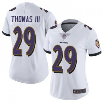 Ravens #29 Earl Thomas III White Women's Stitched Football Vapor Untouchable Limited Jersey