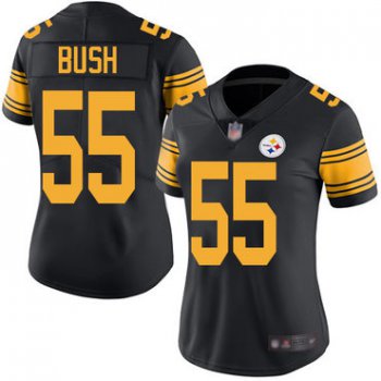 Steelers #55 Devin Bush Black Women's Stitched Football Limited Rush Jersey