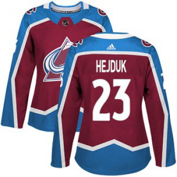 Women's Colorado Avalanche #23 Milan Hejduk Adidas Authentic Burgundy Home Jersey