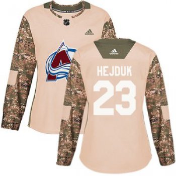 Women's Colorado Avalanche #23 Milan Hejduk Adidas Authentic Veterans Day Practice Camo Jersey