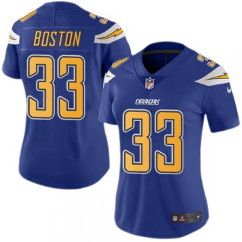 Women's Nike Los Angeles Chargers #33 Tre Boston Electric Blue Stitched NFL Limited Rush Jersey