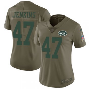 Women's Nike New York Jets #47 Jordan Jenkins Olive Stitched NFL Limited 2017 Salute to Service Jersey