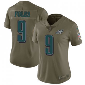 Women's Nike Philadelphia Eagles #9 Nick Foles Olive Stitched NFL Limited 2017 Salute to Service Jersey