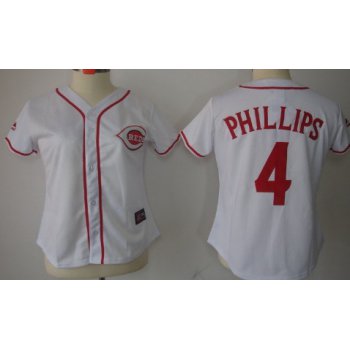 Cincinnati Reds #4 Brandon Phillips White With Red Womens Jersey