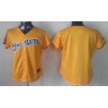 Milwaukee Brewers Blank Yellow Womens Jersey