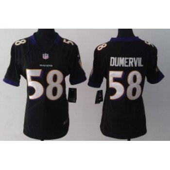 Nike Baltimore Ravens #58 Elvis Dumervil Black Game Womens Jersey