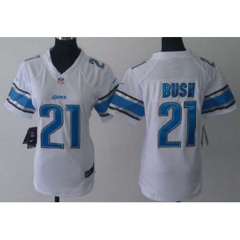 Nike Detroit Lions #21 Reggie Bush White Game Womens Jersey