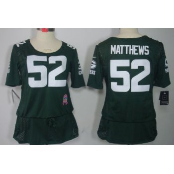 Nike Green Bay Packers #52 Clay Matthews Breast Cancer Awareness Green Womens Jersey